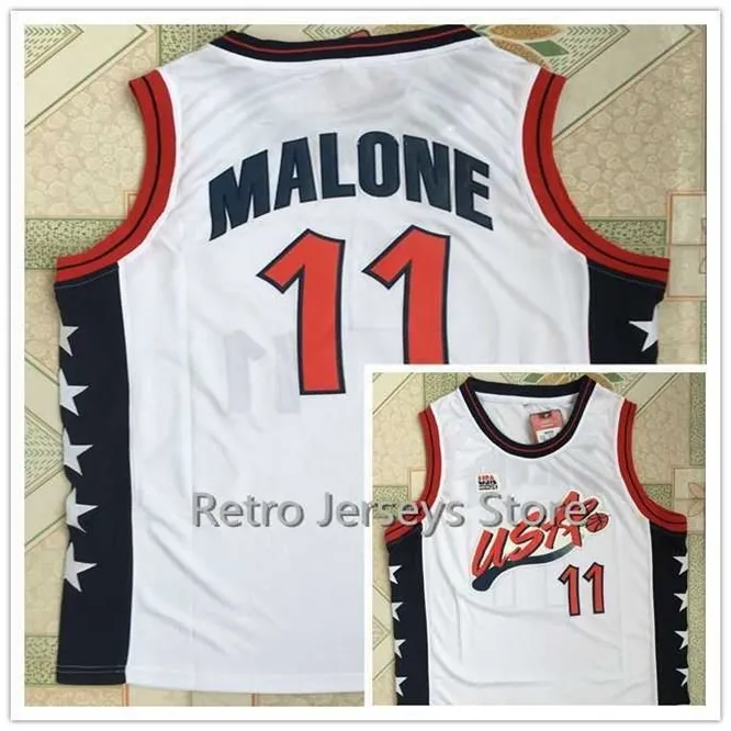 Xflsp # 5 Grant Hill # 10 Reggie Miller # 11 karl malone Team USA Maglie da basket vintage retrò di ritorno al passato