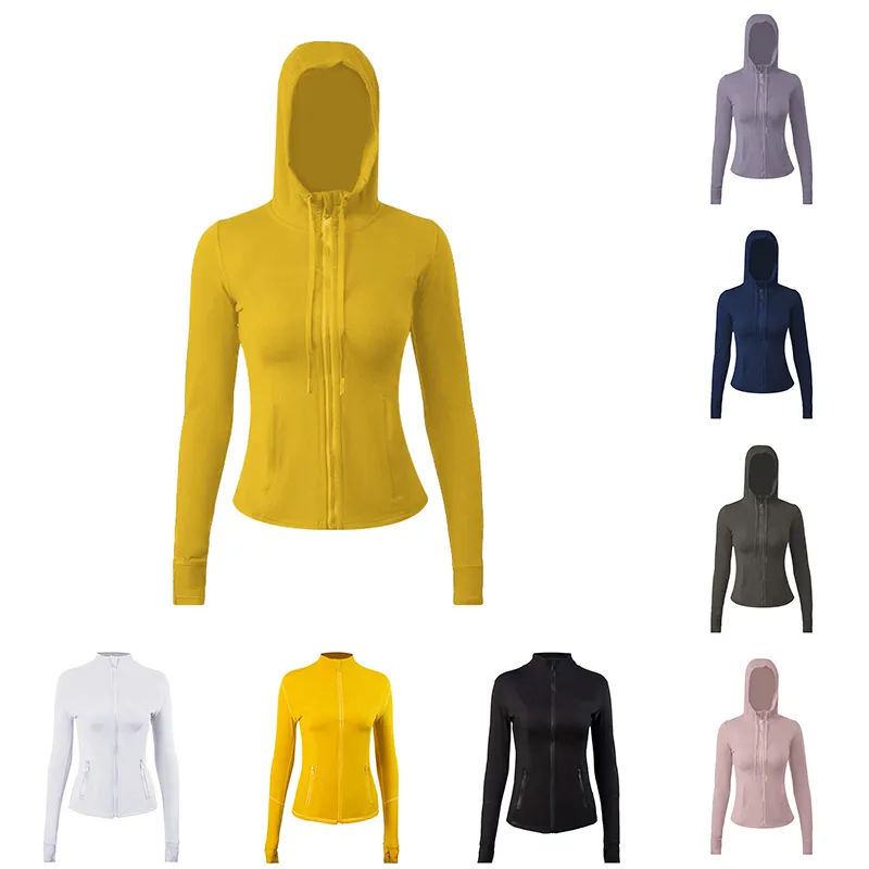 Yoga-Jacken mit Kapuze. Define Damen-Designer-Sportjacke, Mantel, Fitness-Training, Schlankheits- und Belüftungs-Kapuzenpullover, langärmlige Kleidung, zwei Stile