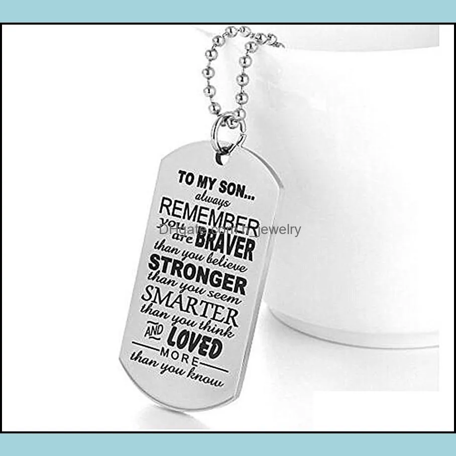 stainless steel necklace always son mother father kids family love necklace color silver tag engraved pendant necklace hjewelry