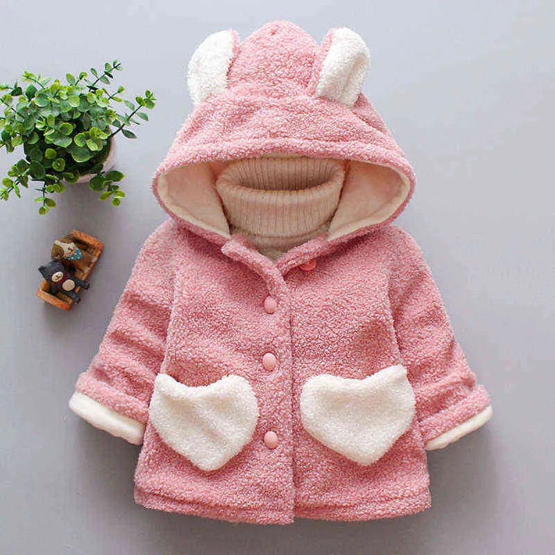 Kids Jacket Winter Girls Outerwear For Baby Sport Jacket Plus Velvet Thicker Children Hooded Windproof Clothes Toddler Girl Jacket J220718