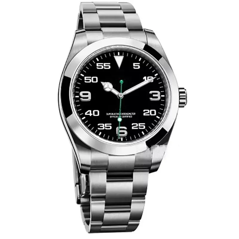 Herren Designer Rolx Luxus Air King Serie 116900 Schwarz 40mm Zifferblatt Automatisches mechanisches Uhrwerk 316 Stahl Kleie Uhren Wasserdicht Montre de Luxe