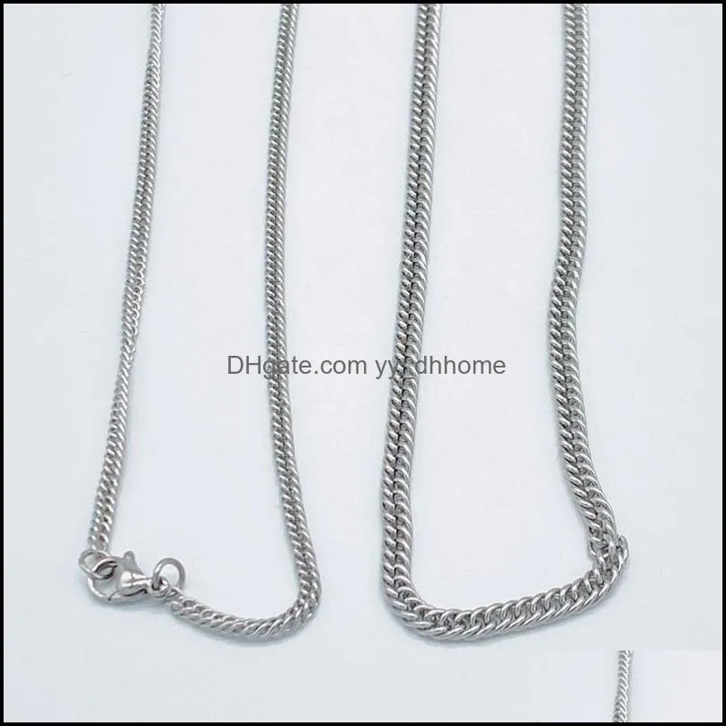 3mm 4mm silver plated stainless steel chains women men chokers for hip hop pendant necklaces jewelry