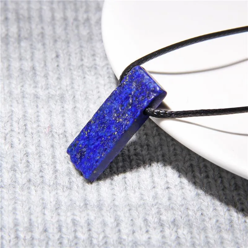 Pendant Necklaces Natural Stone Necklace Raw Blue Lapis Lazuli Amazonite Aquamarines Beads For Women Men GiftsPendant