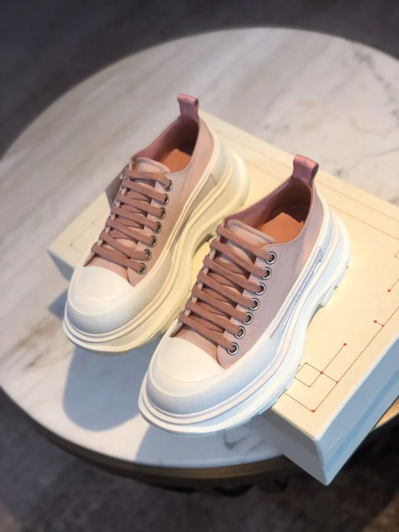 Wholesale Price Casual Shoes Platform Sneaker Designer Shoes Sneakers Leather 35-41 Women 'S Wheel Gabardine White Thick Rubber Sole Lace Up Canvas