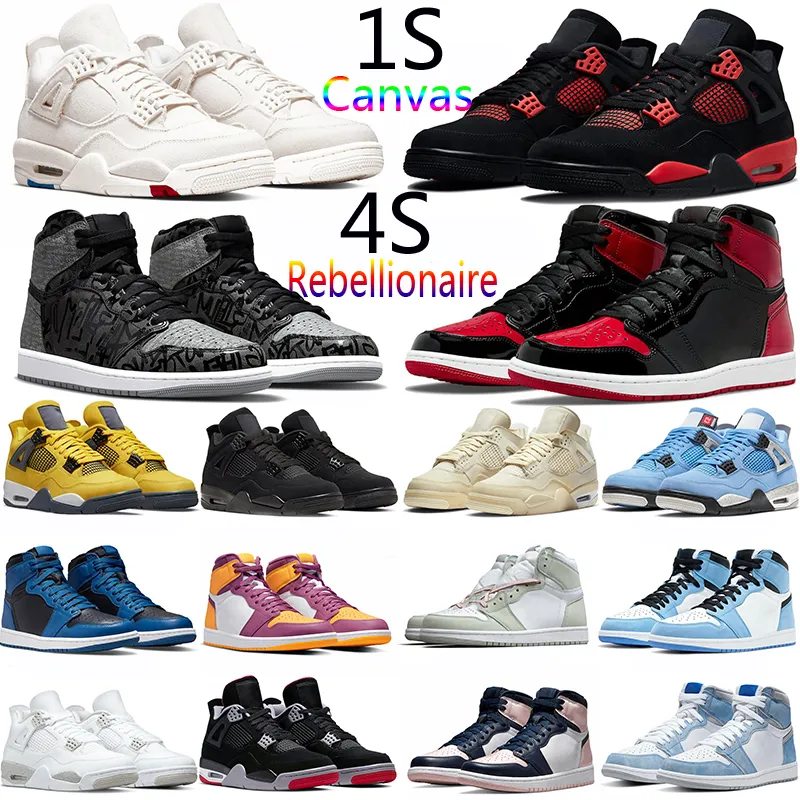 4 4S basketskor Jumpman 4 män kvinnor duk röd åska svart katt turné gul ​​ts 1 1s rebellionaire uppfödda sportsneakers