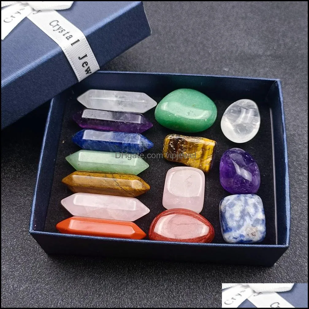 Stein Lose Perlen Schmuck 7 Chakra Set Reiki Natürliche Kristallsteine Polieren Rock Quarz Yoga Energie Perle Heilung Decora Dhgrj