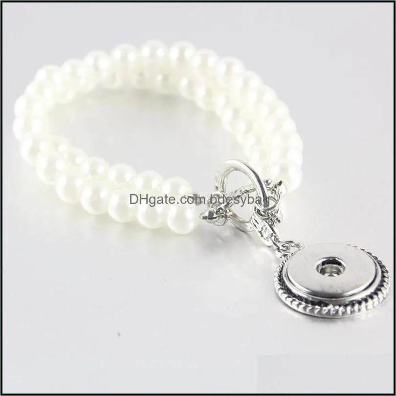 tennis 1pcs one direction high quality pearl beads bracelet&bangles (fit 18mm snap button ) bracelets for women jewelry buttons