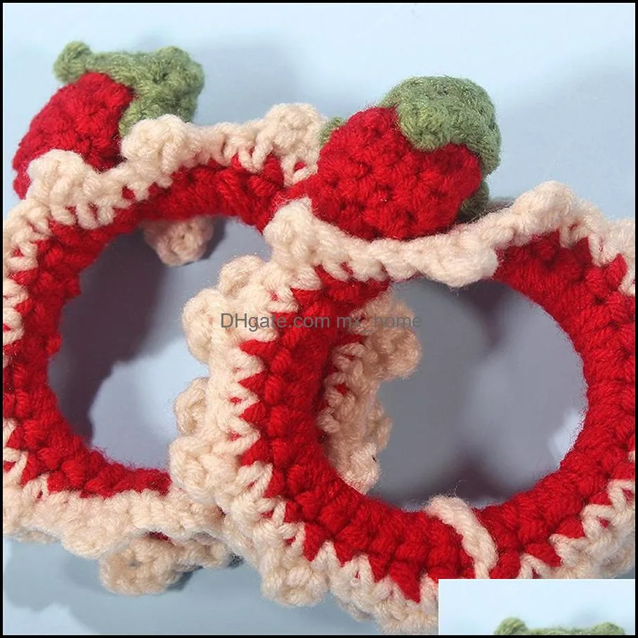 Novelty Items Strawberry Hair rope large intestine hair circle hand knitted wool binding rubber band ins creative girl headdress