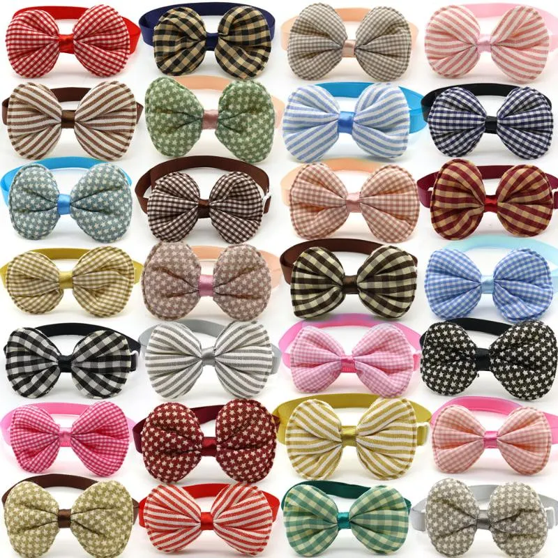 Dog Apparel 50/100 Pcs Puppy Accessories Small Cat Bow Tie Cute Striped Stars Dogs Pet Grooming Girl Boy Bowties CollarDog ApparelDog