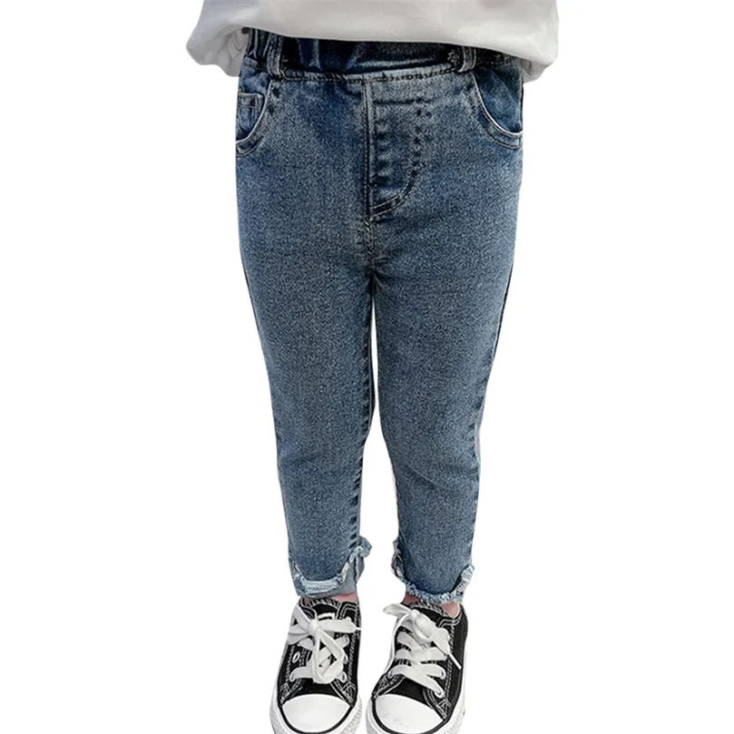 Джинсы для девочек разорванные девочки джинсы повседневное стиль джинсы для девочек весенняя осень -девочка одежда 210412