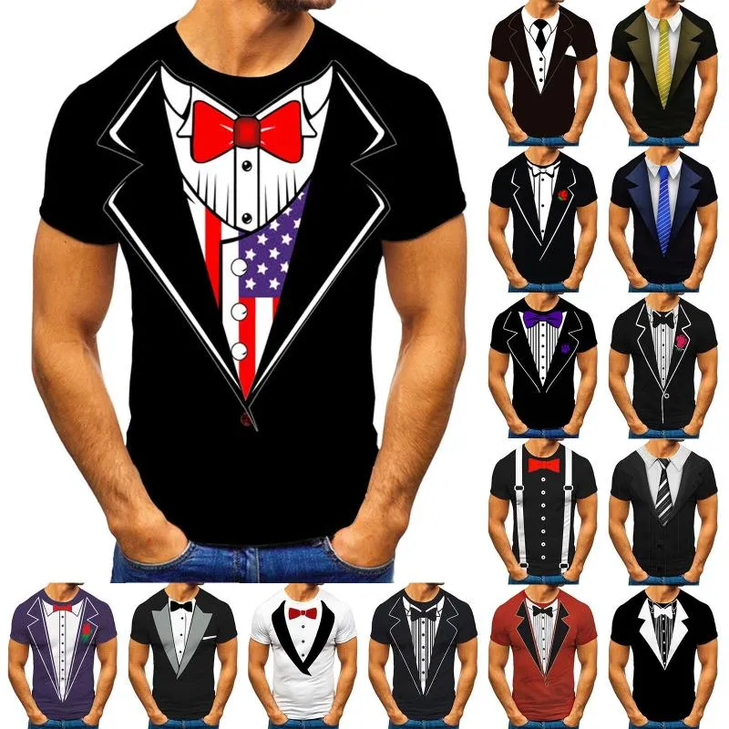 T-shirts T-shirts Grappige Mannen 3D T-shirt Tops Korte Mouw Leuke Tie Print Tee voor Mannelijke Streetwear Top T-shirt Kleding