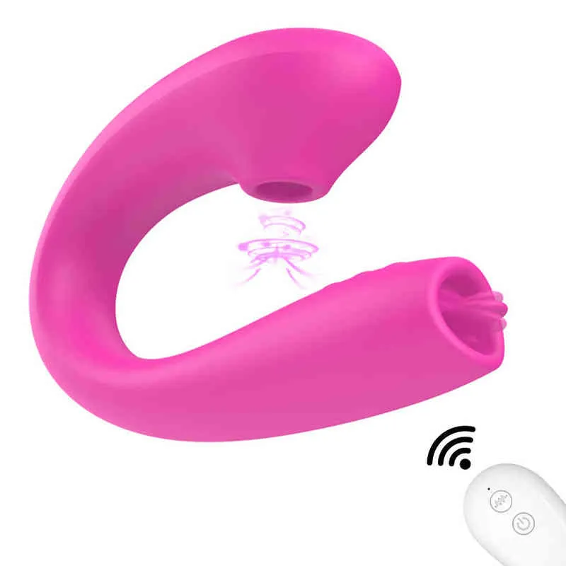 NXY Vibrators Licking Tongue Vibrator Sucking Silicone Dildo Dual Engines G-spot Clitoris Stimulator Female Masturbator Adult Sex Toy For Woman 220427