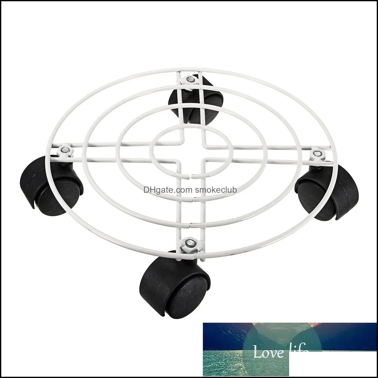 4 hjul runda växtpottbricka Planterblommor Mover Trolley Rack Organizer Garden Metal Stand Dekoration Vit 25/30 / 35 / 40cm Drop Leverans 2