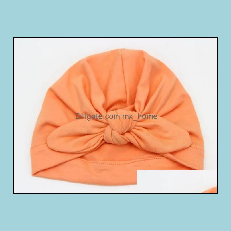 New Europe US Baby Hats Bunny Ear Caps Turban Knot Head Wraps Infant Kids India Hats Ears Cover Childen Milk Silk Beanie MZ02