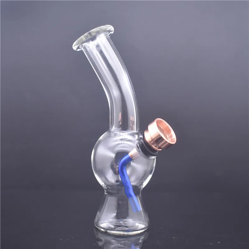 Wholesale clear cheap mini Beaker Glass oil Rig Dab Bong Smoking Hookah metal Bowl tobacco smoking pipe