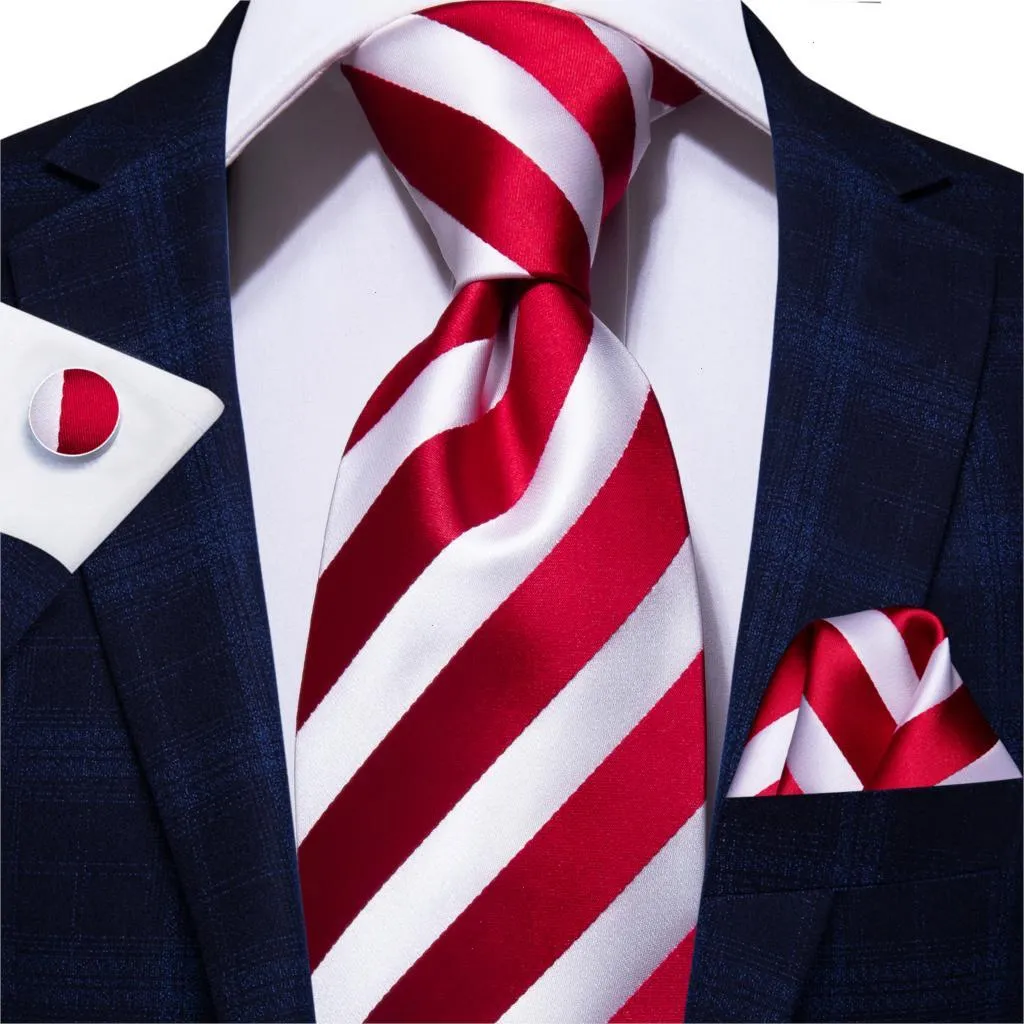 Hi-Tie Red Fashion Business randig 100 Silk Män slipsar inte 8,5 cm band för män Formell bröllopskvalitet gravata