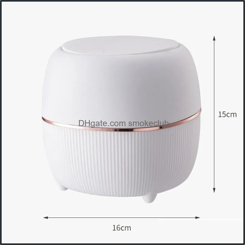 Fashion Desktop Trash Can Creative Luxury Dustbin Bin Household Mini Bedside Waste Tea Table Small Garbage Bucket 220226