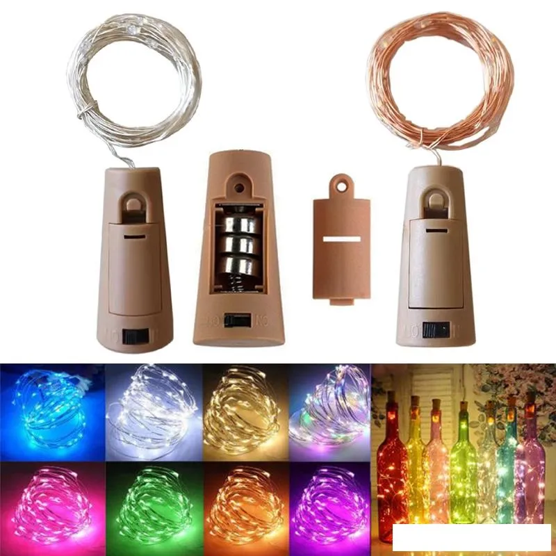 Luzes de garrafa de vinho Bateria de cortiça Bateria alimentada DIY Starry Christmas String Lights para festas Decoração de casamento de Halloween