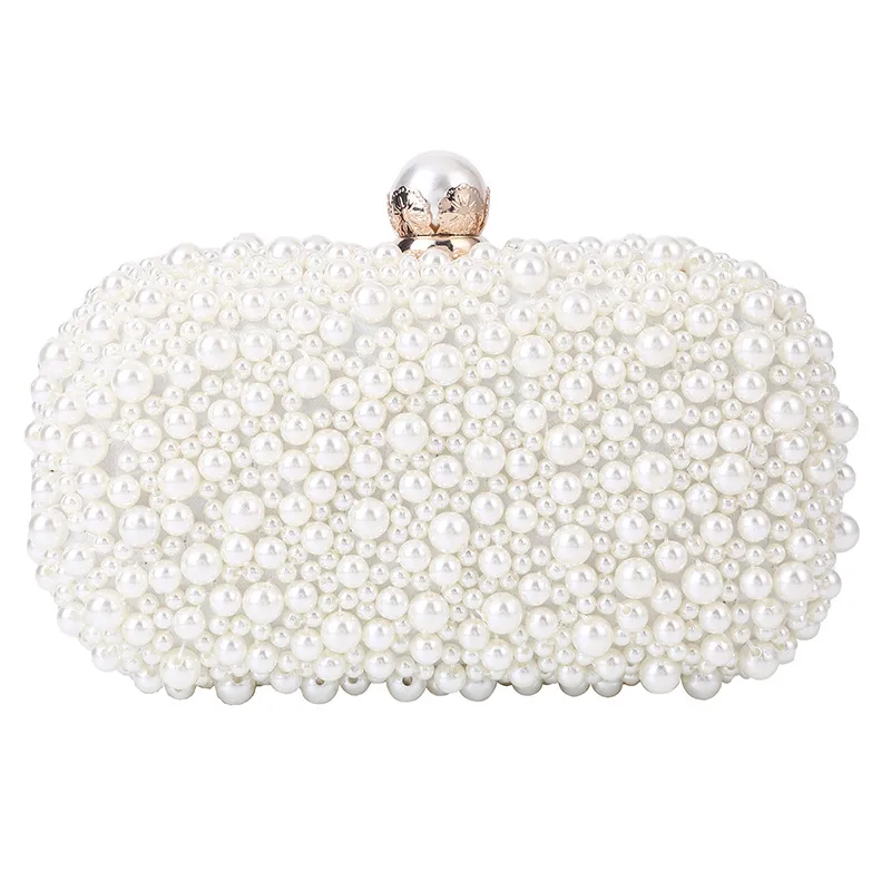 Perles complètes Rectangle Sac à main nuptiale Sac à main de mariage Ivory Sac à main d'épaule Sac dames