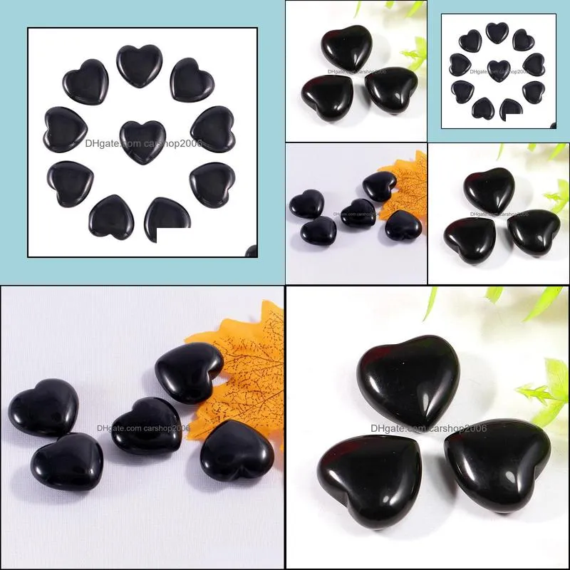 Natural stone 25mm Non-Porous heart Black Onyx Chakra Healing Stone Guides Meditation ornaments jewelry accessory