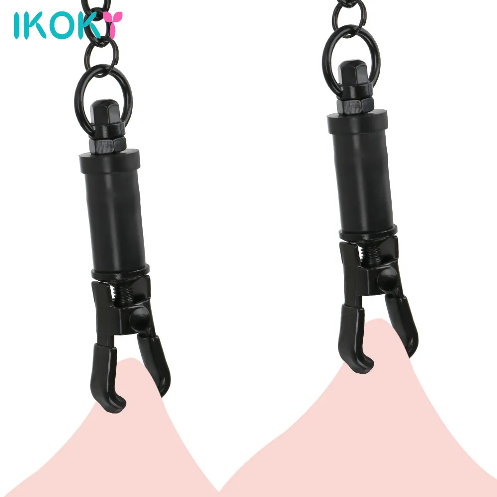 Ikoky調整可能な金属ニップルクリップアダルトゲーム胸の束縛拷問劇編句カップル刺激装置のためのセクシーなおもちゃ