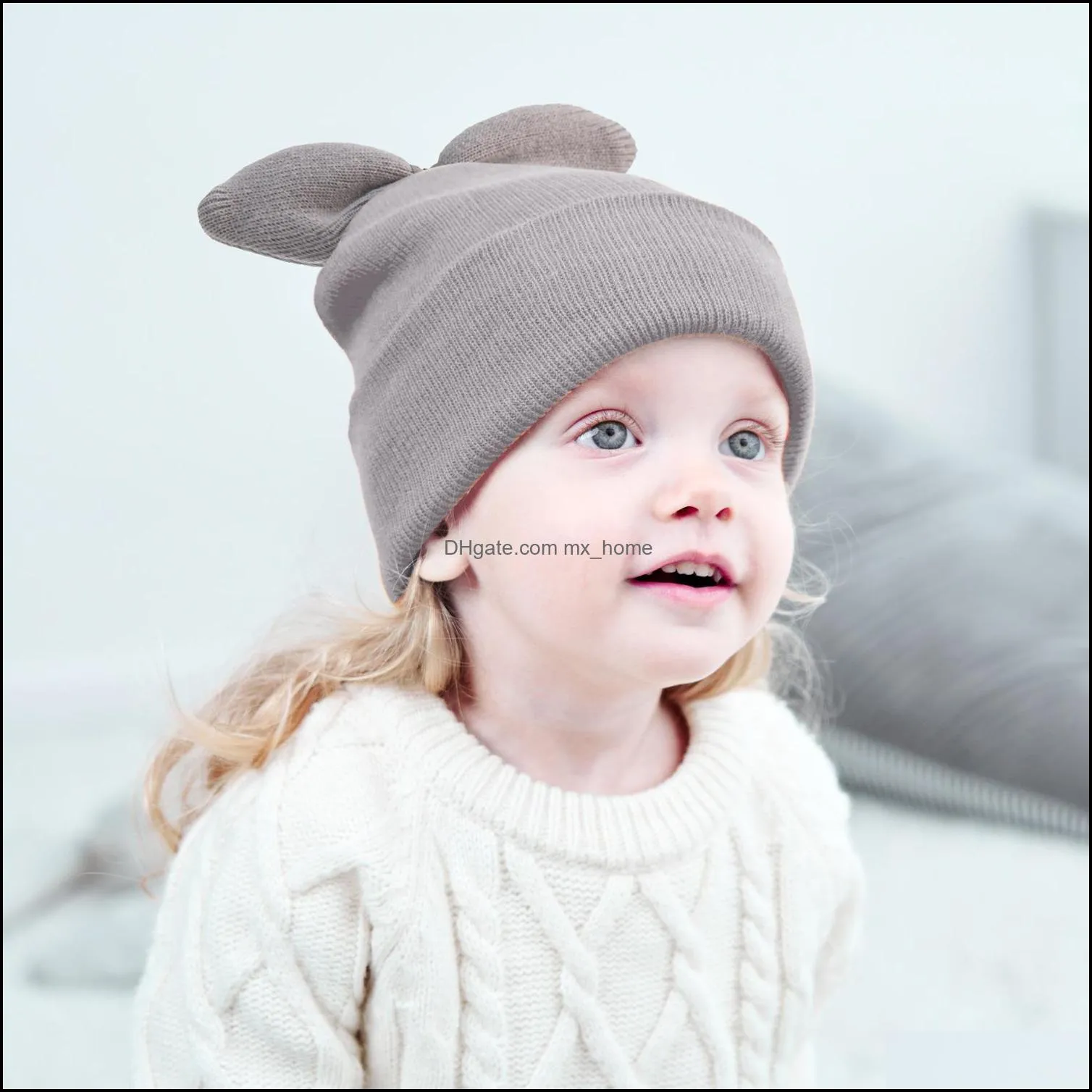 m421 new autumn winter baby kids knitted cute bunny ears cap girls warm beanie children hats