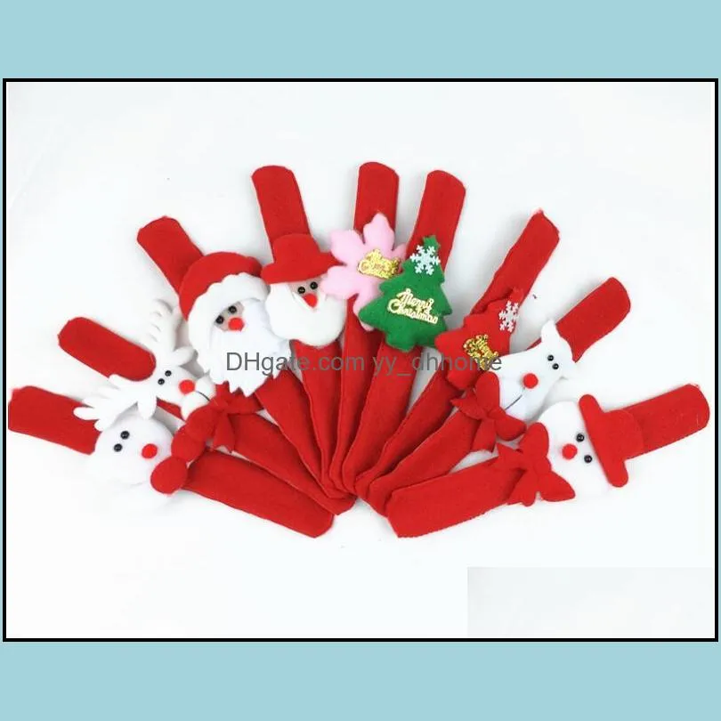 christmas gifts slap bracelets wristband children kids santa claus tree slap pat circle bracelets xmas decorations circle sn733