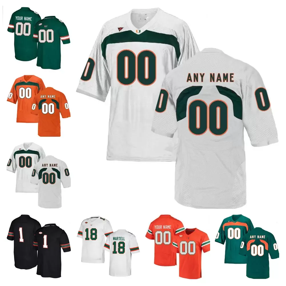 Miami Hurricanes Jersey Dwayne Johnson Jimmy Graham Jim Kelly Devin Hester Frank Gore Football Jerseys Custom Stitched
