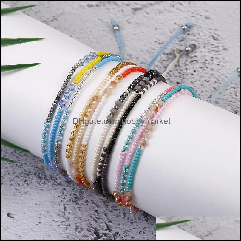 Bohemian Style Multilayered Crystal Glass Beads Strands Bracelet Colorful Summer Beach Jewelry