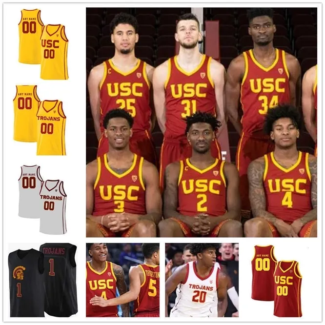 Xflsp Custom USC Trojans Basketball Jersey NCAA College 15 Isaiah
