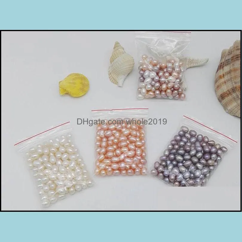 natural freshwater pearls oyster no hole 5-6mm bright rice-shaped loose pearls real pearl different color fashion jewelry wholesale