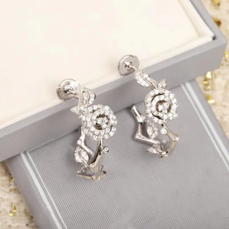 Hoop & Huggie High Qulity 2022 Trend Rose Flower Earrings Fairy Vine Luxury Jewelry Show Temperament Original Gift Souvenir BrandHoop