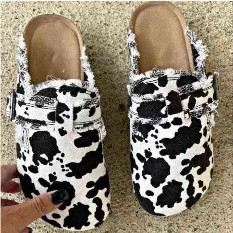 2022 Nieuwe Mode Vrouwen Causale Faux Suède Slippers Wiggen Hak Kurk Muilezels Platform Klomp Antislip Zool Gesp Outdoor thuis Schoenen