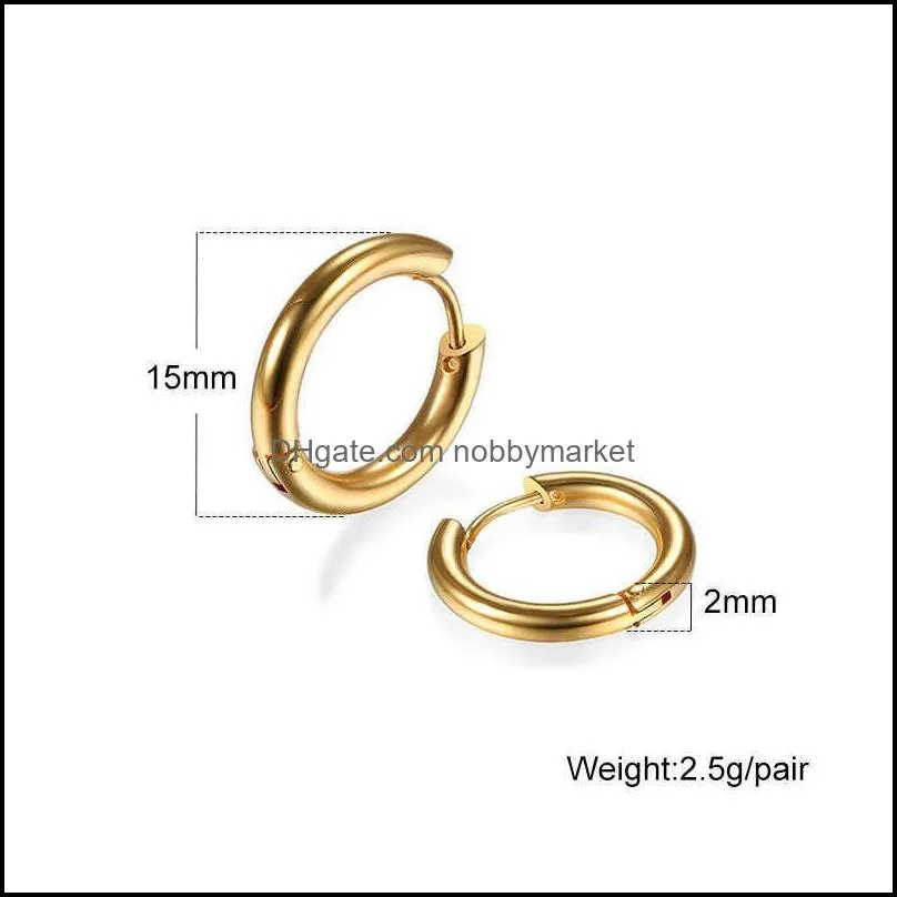 Trendy Simple Dign Hoop Huggie Stainls Steel Earrings