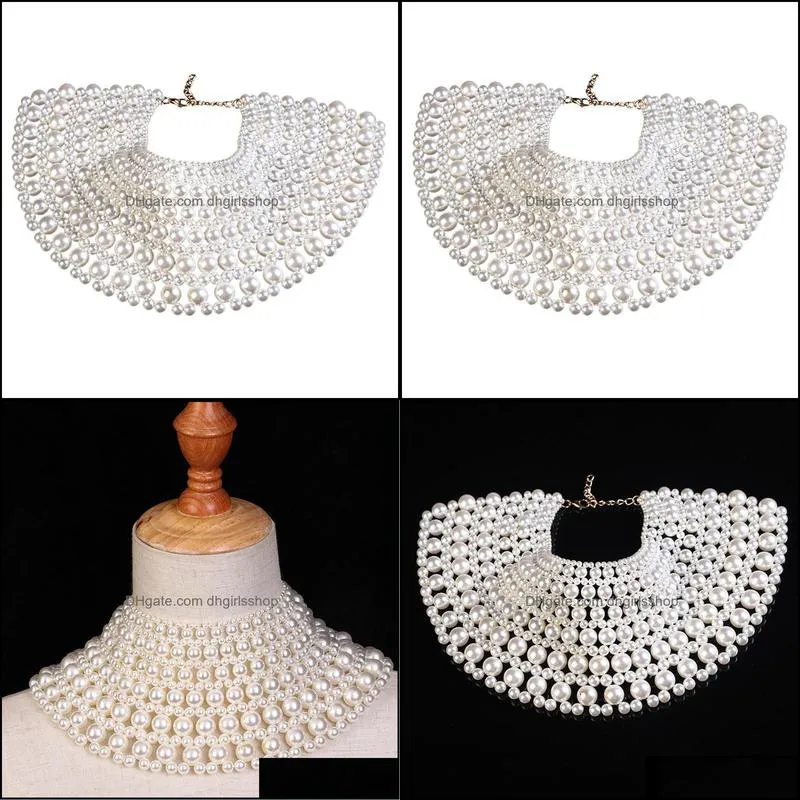 قلادات قلادة قلادة المعلقات المجوهرات Imittion Perl Necklce Dimted White Perls Gifts Djustble Costume