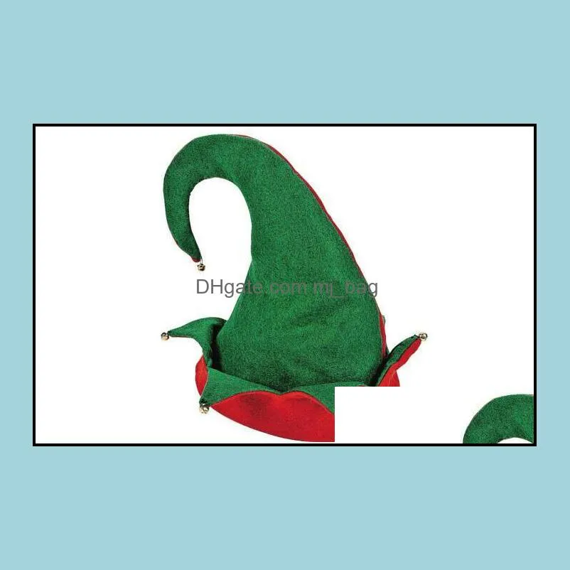 green red xmas christmas hats santa claus office party hats with bells with ear for kids