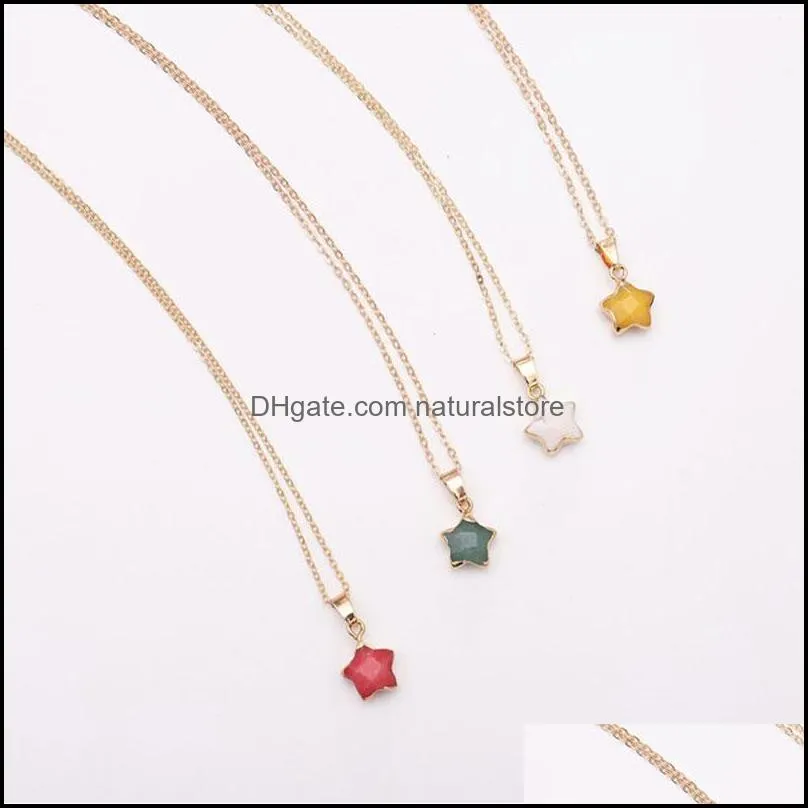 Cute Natural Crystal Agate Stone Gold Plated Wedding Birthday Pendant Necklaces For Women Girl Lover Energy Party Club Fashion Jewelry