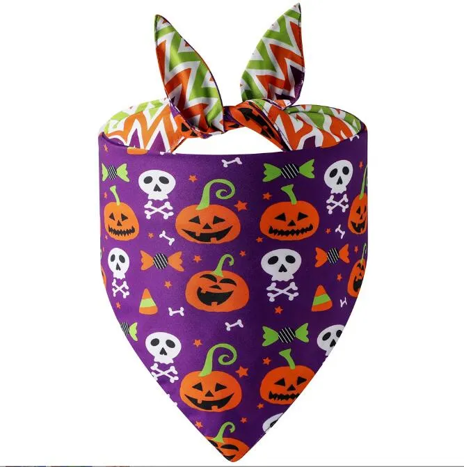 Hondenkleding Halloween Dog Bandanas Omkeerbare pompoen huisdier Kerchief sjaal Plaid Triangle Bibs