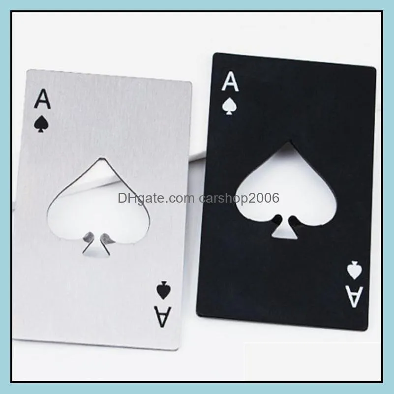 poker credict card bottle opener spade a playing card bottle opener stainless steel silver black color