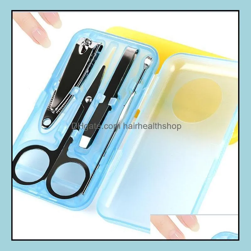 4Pcs/set Nails Clipper Kit Manicure Set Clippers Trimmers Pedicure Scissor Random Color Nail Tools Sets Kits Manicure Tool WXY021