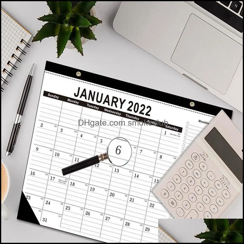 Decorative Objects January - December 2022 desk calendar English Desktop  & Portable Pendulums Hanging Monthly pad-calendar in black and white