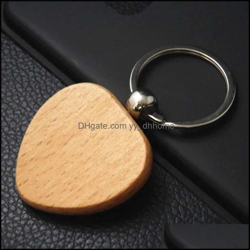 Blank Wooden Keychains DIY Keychain Key Tag Anti-Lost Wood Gift Keyring Tags Portable Round
