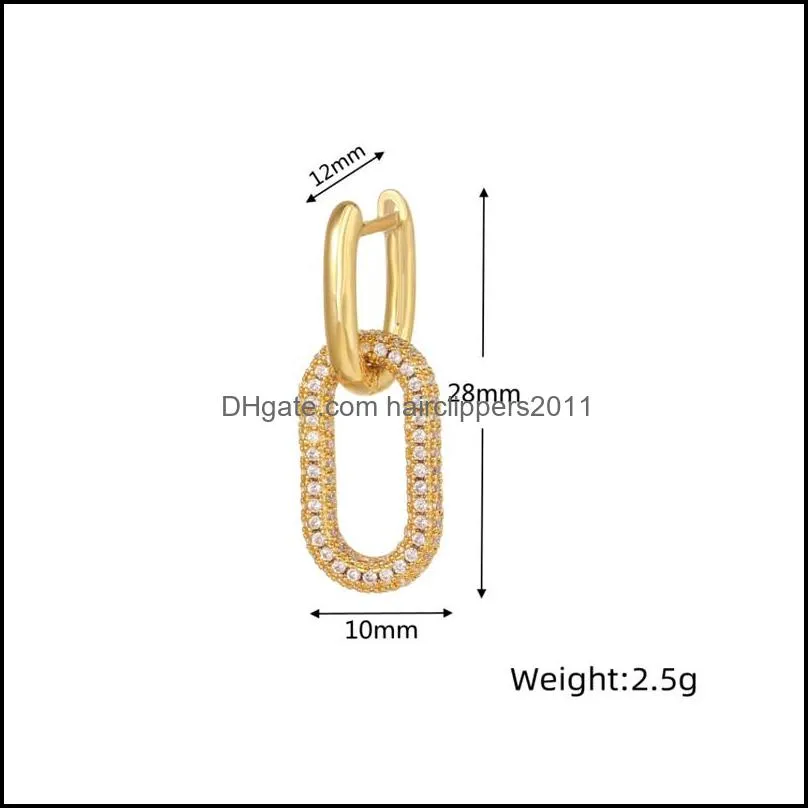 copper dangle zircon rectangle earring hoop geometric cz body earrings for women and girls