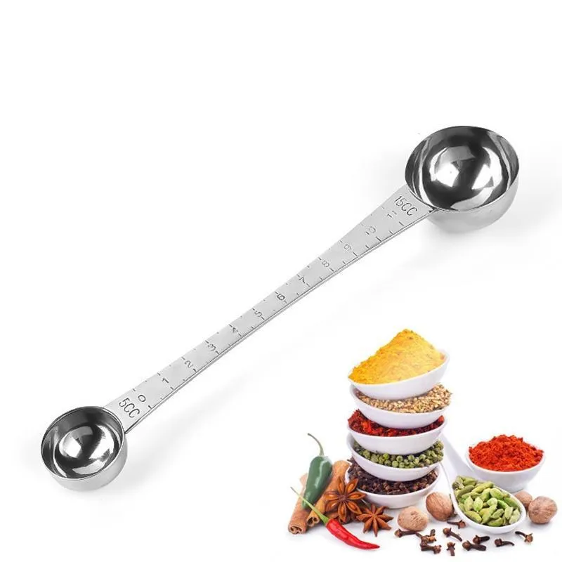 Stainless Steel Double Ends Measuring Spoon With Scale Coffee Scoop Tablespoon LX4621