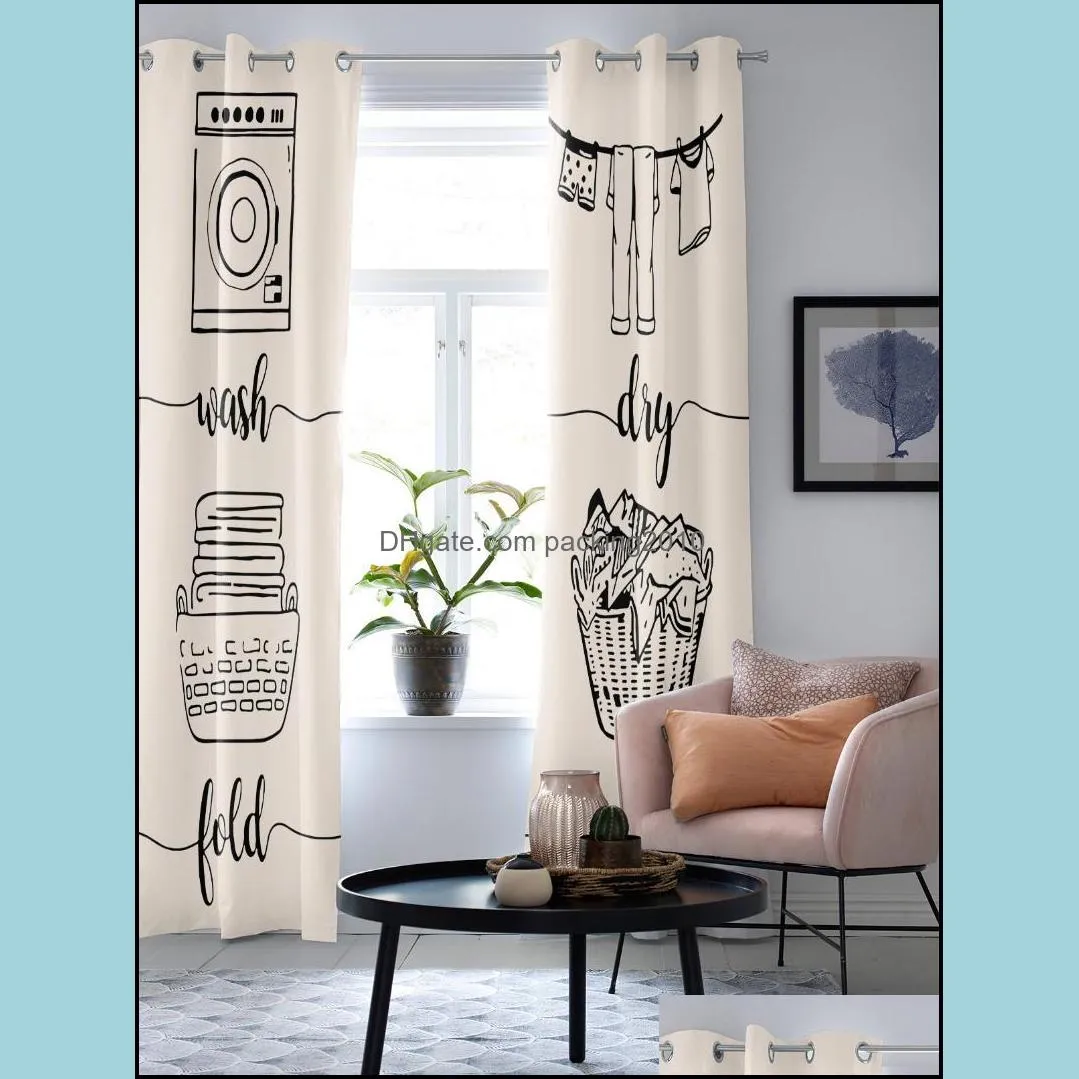 Curtain & Drapes Laundry Room Drawing Retro Windows Curtains Living Luxury Decor Christmas Bedroom Kitchen Window