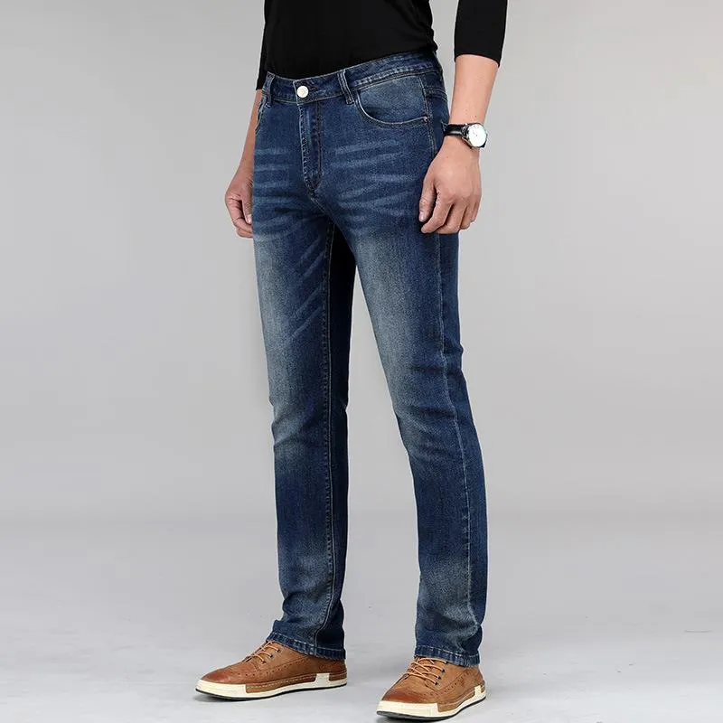 Men's Jeans Men's Classic Spring Slim Fit Stretch Blue Fashion Stylish 2022 Men Retro Straight Denim Pants Vintage Male TrousersMen's