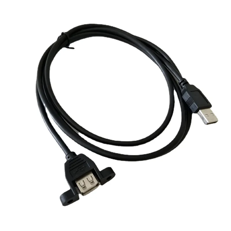 Montaje en panel de bloqueo de tornillo de 1,5 m USB 2.0 Tipo A Adaptador de extensión macho a hembra Cable de carga de alimentación de sincronización de datos