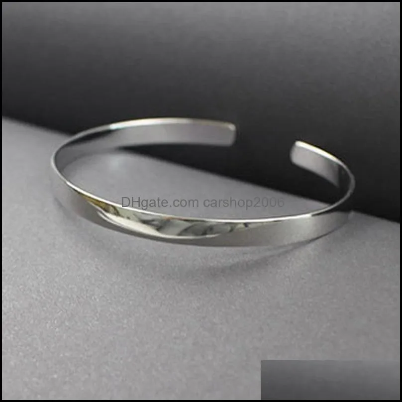 100% Real 925 Sterling Silver Smooth Round Open Cuff Bracelets & Bangles For Women Minimalism Fine Jewelry Birthday Gift Wholesale