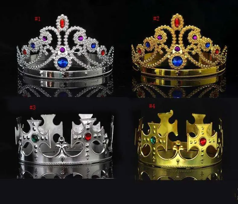 Party Decoration 4 styles King and Queen Cosplay hairbands with crystals gold silver kids Christmas Cosplay Crown Hair Accessory SN6119