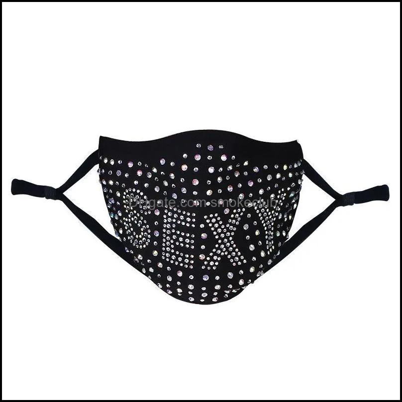 designer diamond masks bling print boss queen rhinestone colorful face mask women party washable sexy sex fashion facemask 1735 T2